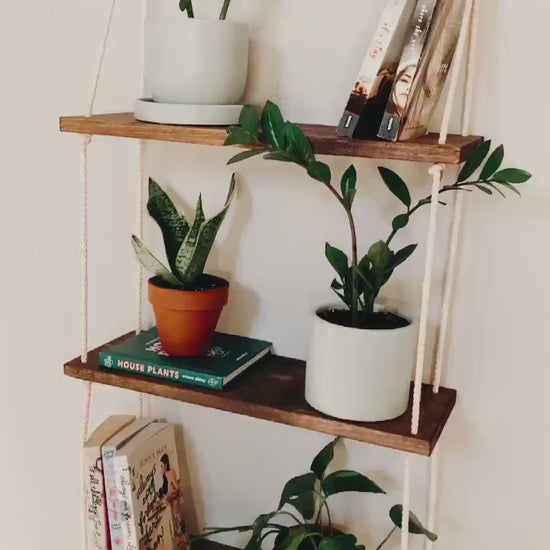 Tiered Wall Shelf | Tiered Hanging Shelf | Rope Shelves | Hanging Planter | Floating Shelves | Boho Hanging Planter