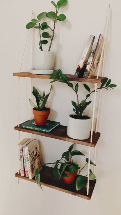 Tiered Wall Shelf | Tiered Hanging Shelf | Rope Shelves | Hanging Planter | Floating Shelves | Boho Hanging Planter