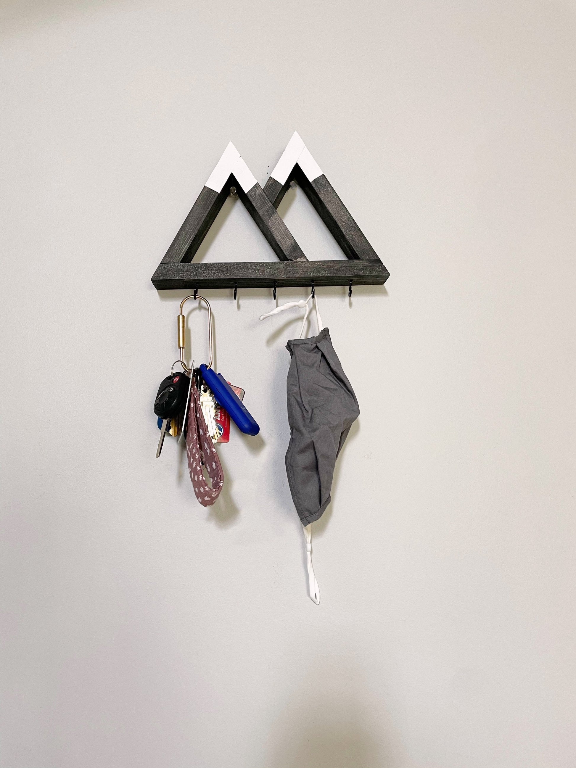 Wood Key Holder for Wall | Key Holder Shelf | Mountain Key Holder | Wall Necklace Hanger | Entry Way Key Storage | Wall Organizer Hooks