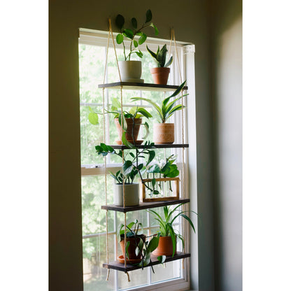 Window Plant Shelf | Tiered Plant Shelf {4 Tier} | Window Floating Shelves | Hanging Planter | Boho Hanging Planter | Rope Shelves