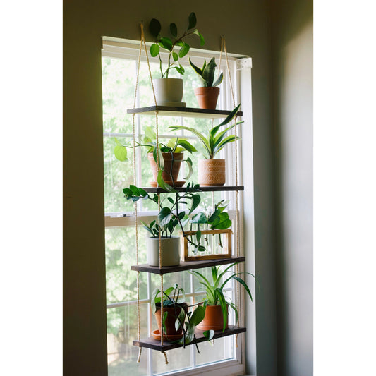 Window Plant Shelf | Tiered Plant Shelf {4 Tier} | Window Floating Shelves | Hanging Planter | Boho Hanging Planter | Rope Shelves