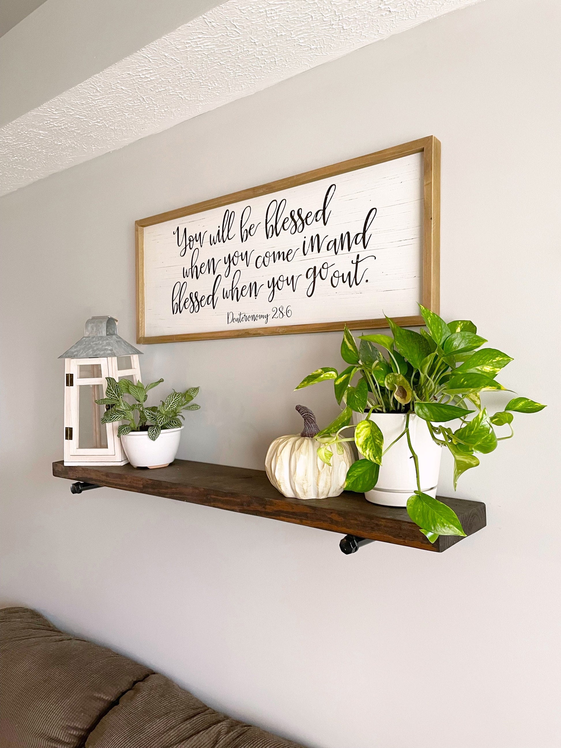 Bathroom Floating Shelf | Farmhouse Shelf | Rustic Wood Shelves | Industrial Pipe Shelf | Kitchen Shelf | Solid Wood Shelf