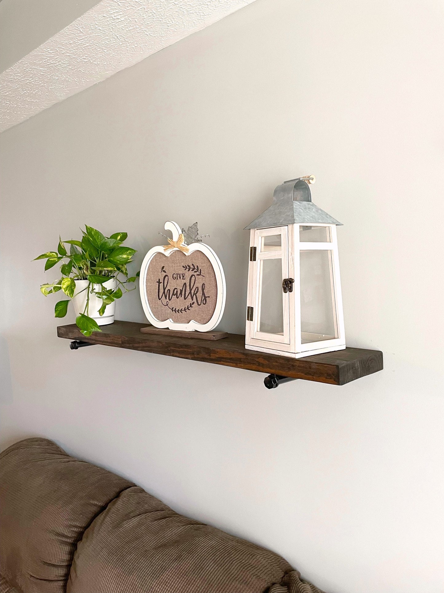 Bathroom Floating Shelf | Farmhouse Shelf | Rustic Wood Shelves | Industrial Pipe Shelf | Kitchen Shelf | Solid Wood Shelf
