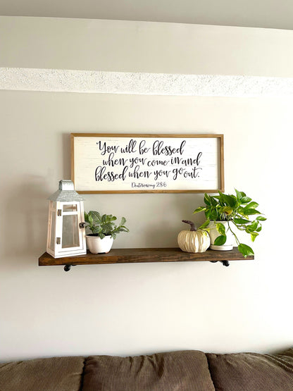 Bathroom Floating Shelf | Farmhouse Shelf | Rustic Wood Shelves | Industrial Pipe Shelf | Kitchen Shelf | Solid Wood Shelf