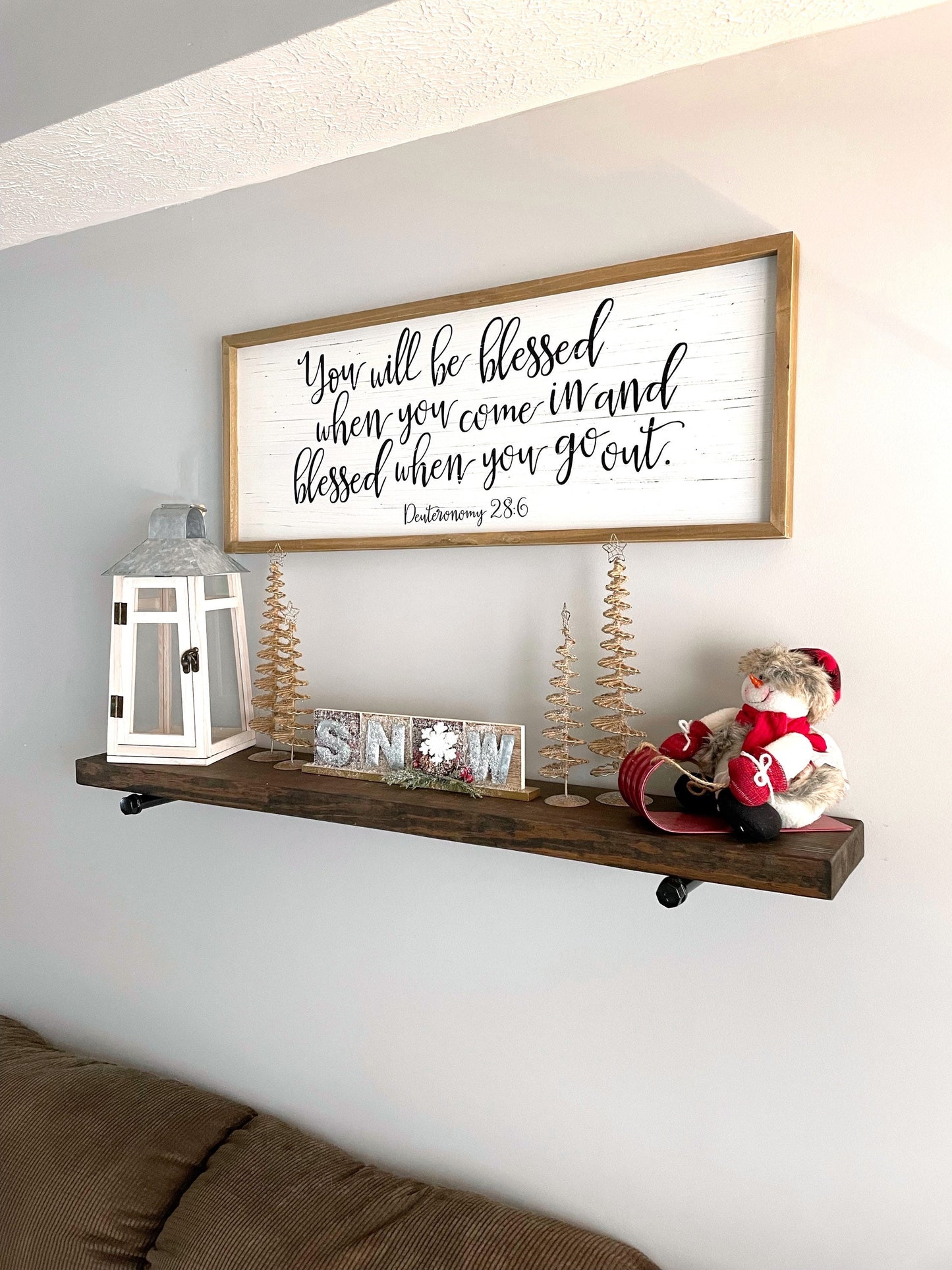 Bathroom Floating Shelf | Farmhouse Shelf | Rustic Wood Shelves | Industrial Pipe Shelf | Kitchen Shelf | Solid Wood Shelf
