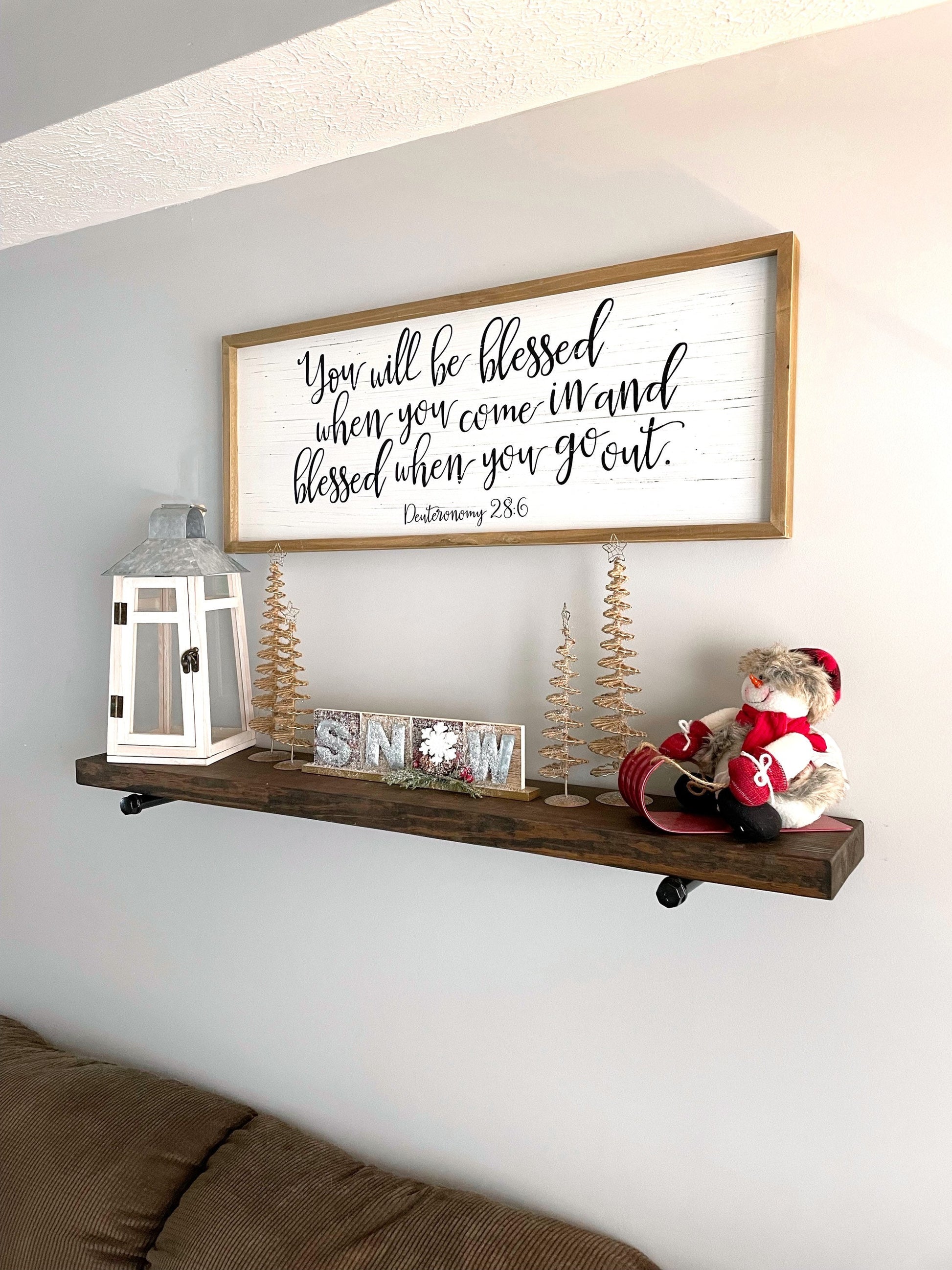 Bathroom Floating Shelf | Farmhouse Shelf | Rustic Wood Shelves | Industrial Pipe Shelf | Kitchen Shelf | Solid Wood Shelf